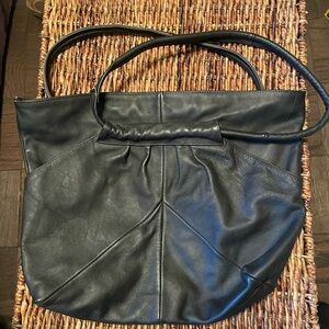 Black Leather Slouchy Shoulder Bag